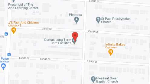 Map of the neighborhood around Dumas Long Term Care