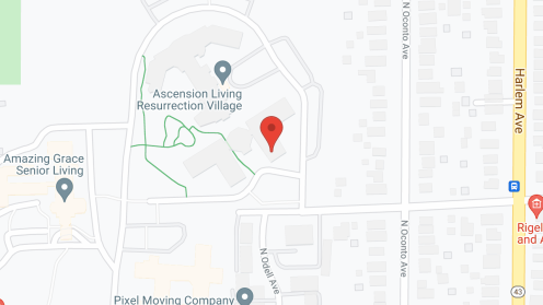 Map of the neighborhood around Ascension Living Resurrection Village
