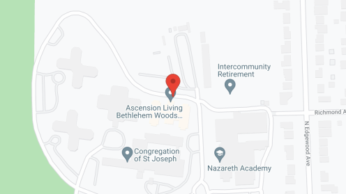 Map of the neighborhood around Ascension Living Bethlehem Woods Village
