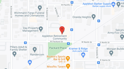 Map of the neighborhood around Appleton Retirement Community