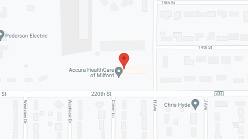 Map of the neighborhood around Milford Nursing Ctr