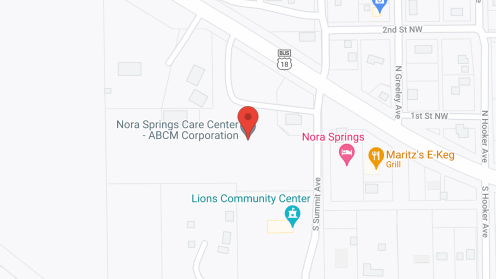 Map of the neighborhood around Nora Springs Care Center