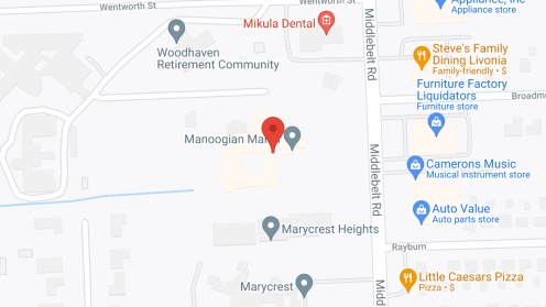 Map of the neighborhood around Manoogian Manor
