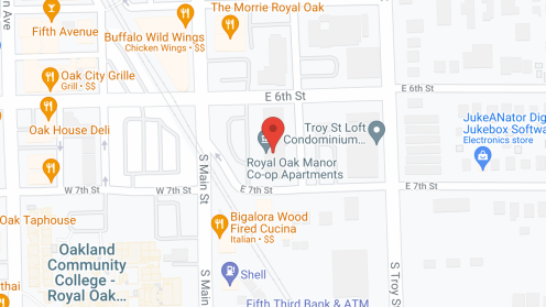 Map of the neighborhood around Royal Oak Manor Cooperative