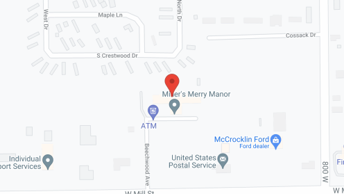 Map of the neighborhood around Miller's Merry Manor