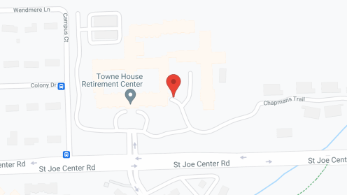 Map of the neighborhood around Towne House Retirement Community