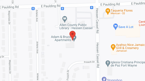 Map of the neighborhood around Adam and Bruce Apartments