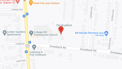 Map of the neighborhood around Hillrise Retirement Community