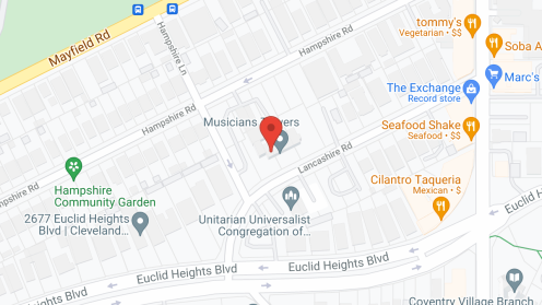 Map of the neighborhood around Musicians Towers