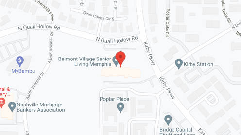 Map of the neighborhood around Belmont Village Memphis