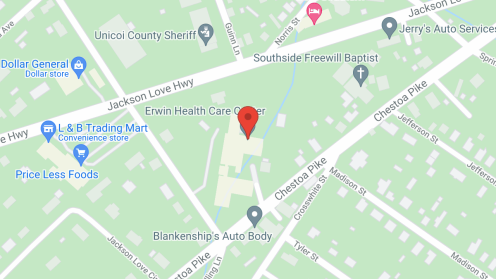Map of the neighborhood around Erwin Health Care Ctr