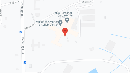 Map of the neighborhood around Muscogee Manor & Rehab Ctr
