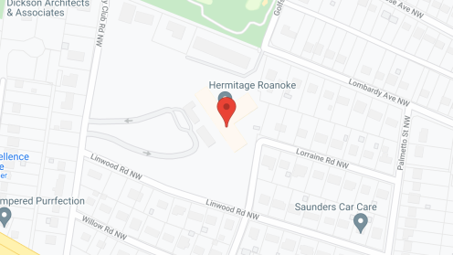 Map of the neighborhood around Hermitage in Roanoke
