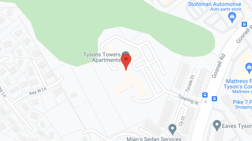 Map of the neighborhood around Tysons Towers