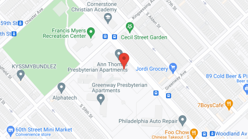 Map of the neighborhood around 58th and Greenway Presbyterian