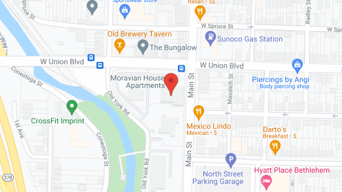 Map of the neighborhood around Moravian House