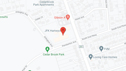 Map of the neighborhood around JFK Hartwyck At Cedar Brook