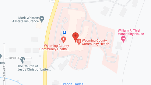 Map of the neighborhood around Wyoming County Nursing Fclty