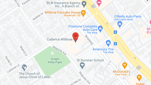 Map of the neighborhood around Cadence Millbrae by Cogir