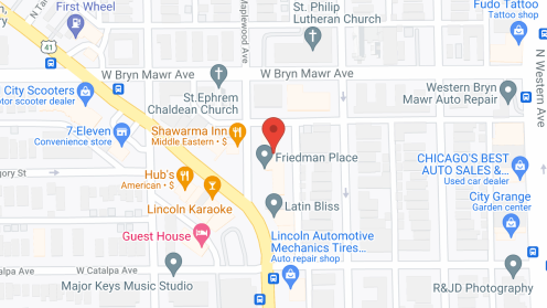 Map of the neighborhood around Friedman Place for the Blind and Visually Imp