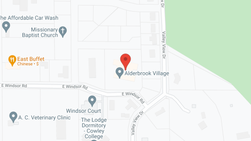 Map of the neighborhood around Alderbrook Village