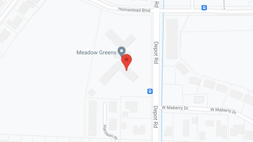 Map of the neighborhood around Meadow Greens Retirement Community
