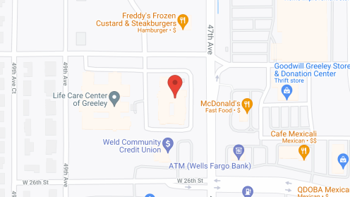 Map of the neighborhood around The Bridge at Greeley