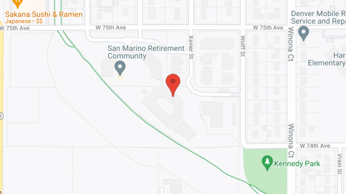Map of the neighborhood around San Marino Retirement Community