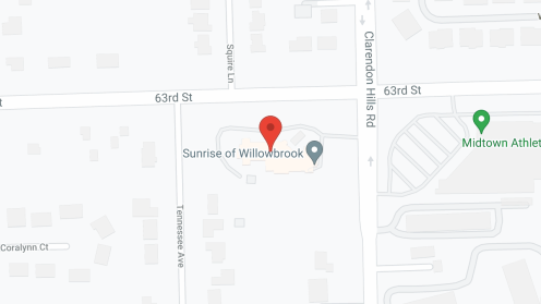 Map of the neighborhood around Sunrise of Willowbrook