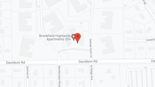 Map of the neighborhood around Brookfield Highlands Apartments 55+