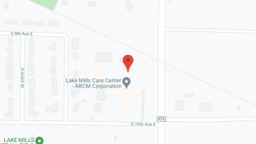 Mills Harbour and Lake Mills Care Center in google map