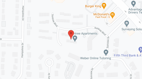 Map of the neighborhood around Suntree Apartments
