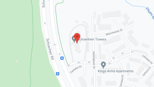 Map of the neighborhood around Schoenherr Towers