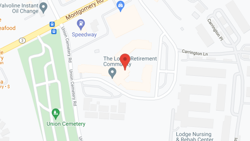 Map of the neighborhood around The Lodge Retirement Community