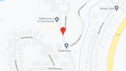 Map of the neighborhood around TidePointe, a CCRC