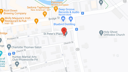 Map of the neighborhood around St Peter's Place