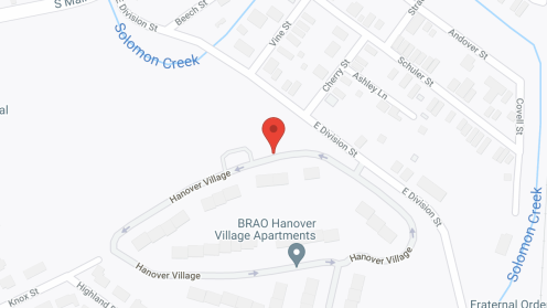 Map of the neighborhood around Hanover Village Apartments