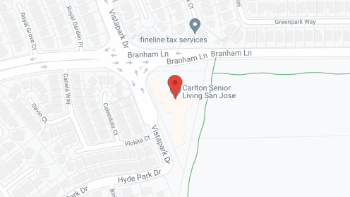 Map of the neighborhood around Carlton Senior Living San Jose