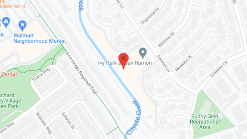 Map of the neighborhood around Ivy Park at San Ramon