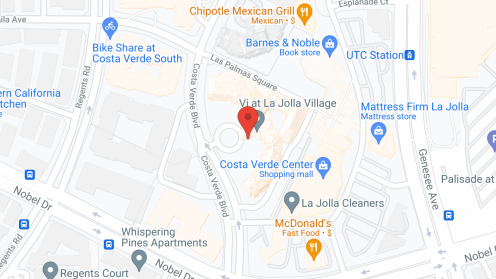 Map of the neighborhood around Vi at La Jolla Village, a CCRC