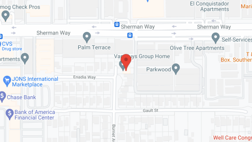 Map of the neighborhood around Van Nuys Group Home
