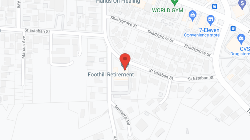 Map of the neighborhood around Foothill Retirement