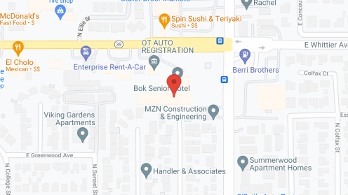 Map of the neighborhood around Grace Retirement Village La Habra Villa