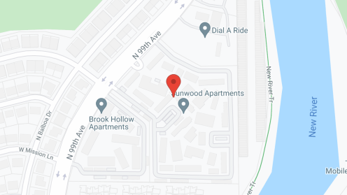 Map of the neighborhood around Sun Wood Apartments