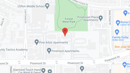 Map of the neighborhood around The Pinemont Apartments