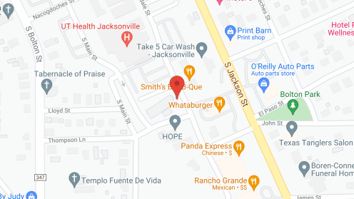Map of the neighborhood around Travis Towers Apartments