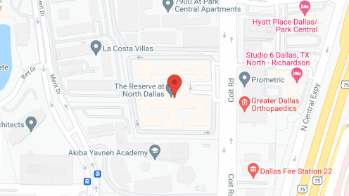 Map of the neighborhood around The Reserve at North Dallas