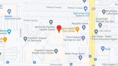 Map of the neighborhood around Freedom Square of Seminole, a CCRC