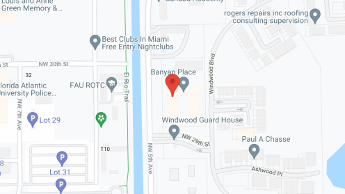 Map of the neighborhood around Banyan Place