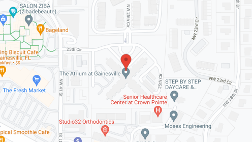 Map of the neighborhood around Holiday Atrium at Gainesville